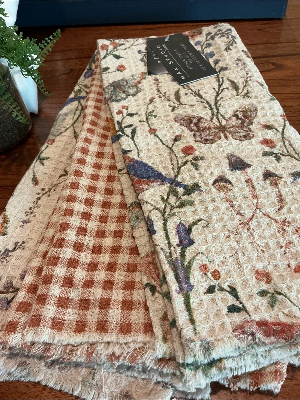 Max Studio Waffle Weave Kitchen Towels - Set of 3